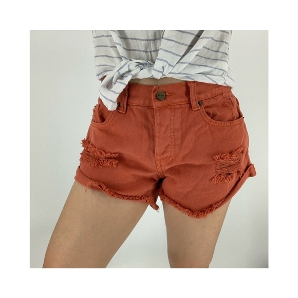 🌸‎ NEW Carmar | Distressed Denim Shorts, Nutmeg 27 - Picture 1 of 12